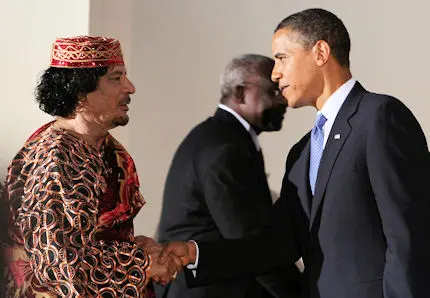 Gadafi e Obama. Foto Xurxo Martiz Crespo