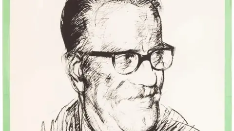 Detalle do cartaz da homenaxe a Celso Emilio Ferreiro  organizada por CCOO e UGT en Compostela o 28 de outubro de 1979.